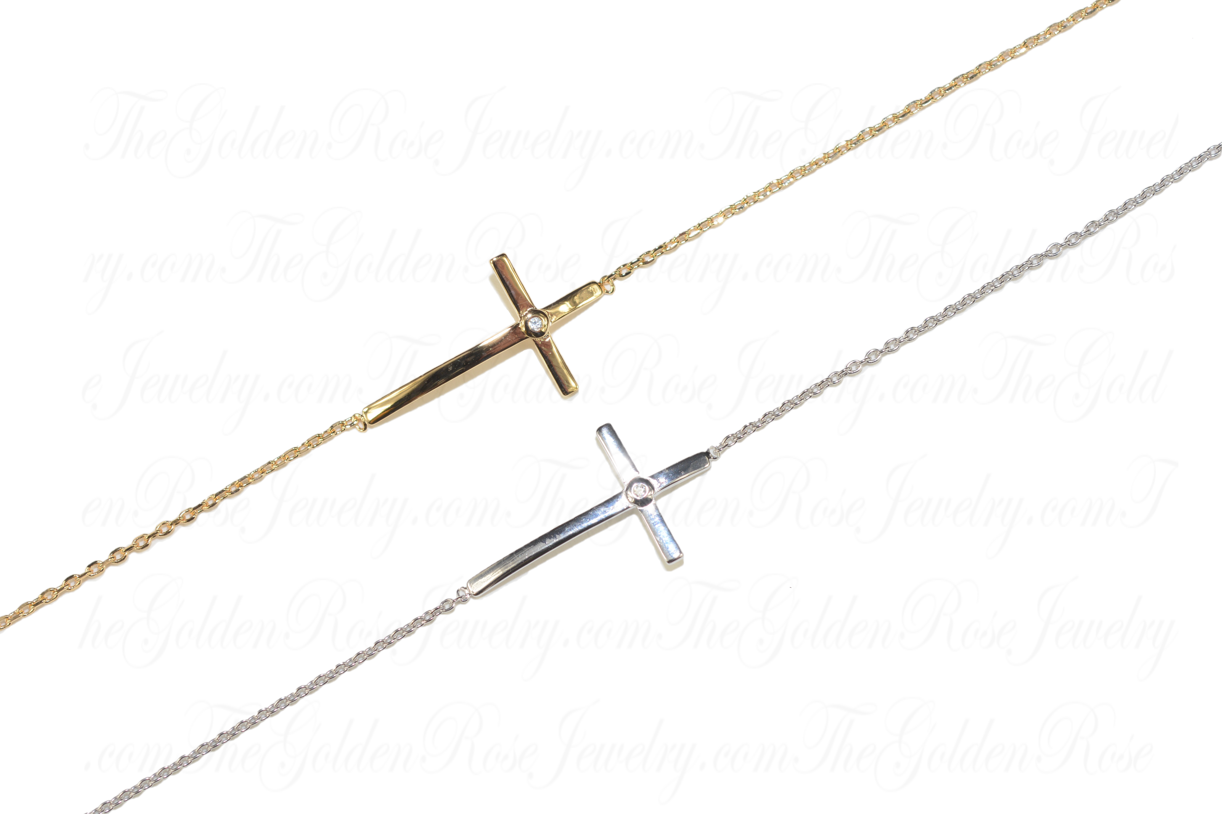 Bracelet Croix Incurvée Lisse Zirconium