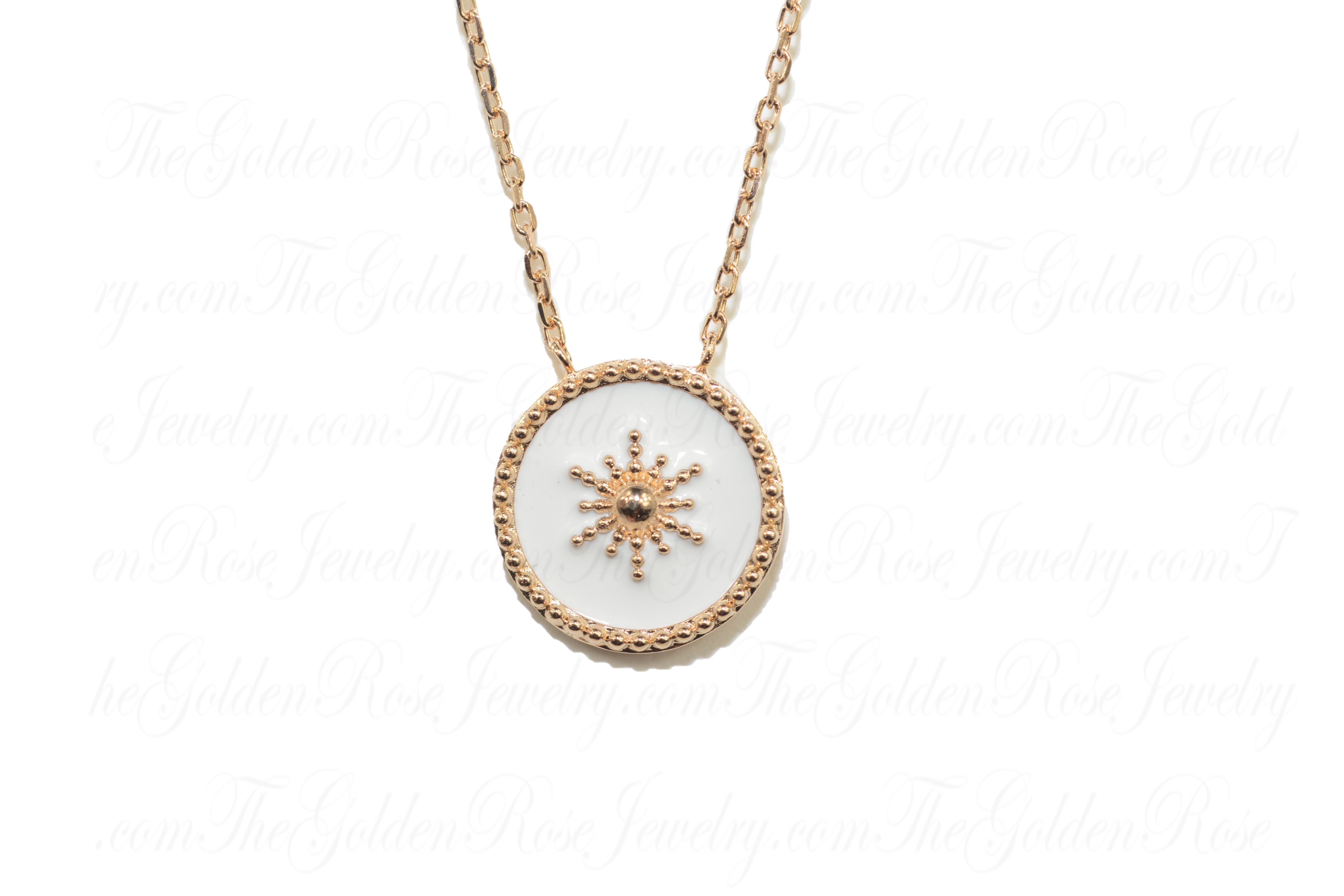 Collier Plaqué Or Soleil Blanc