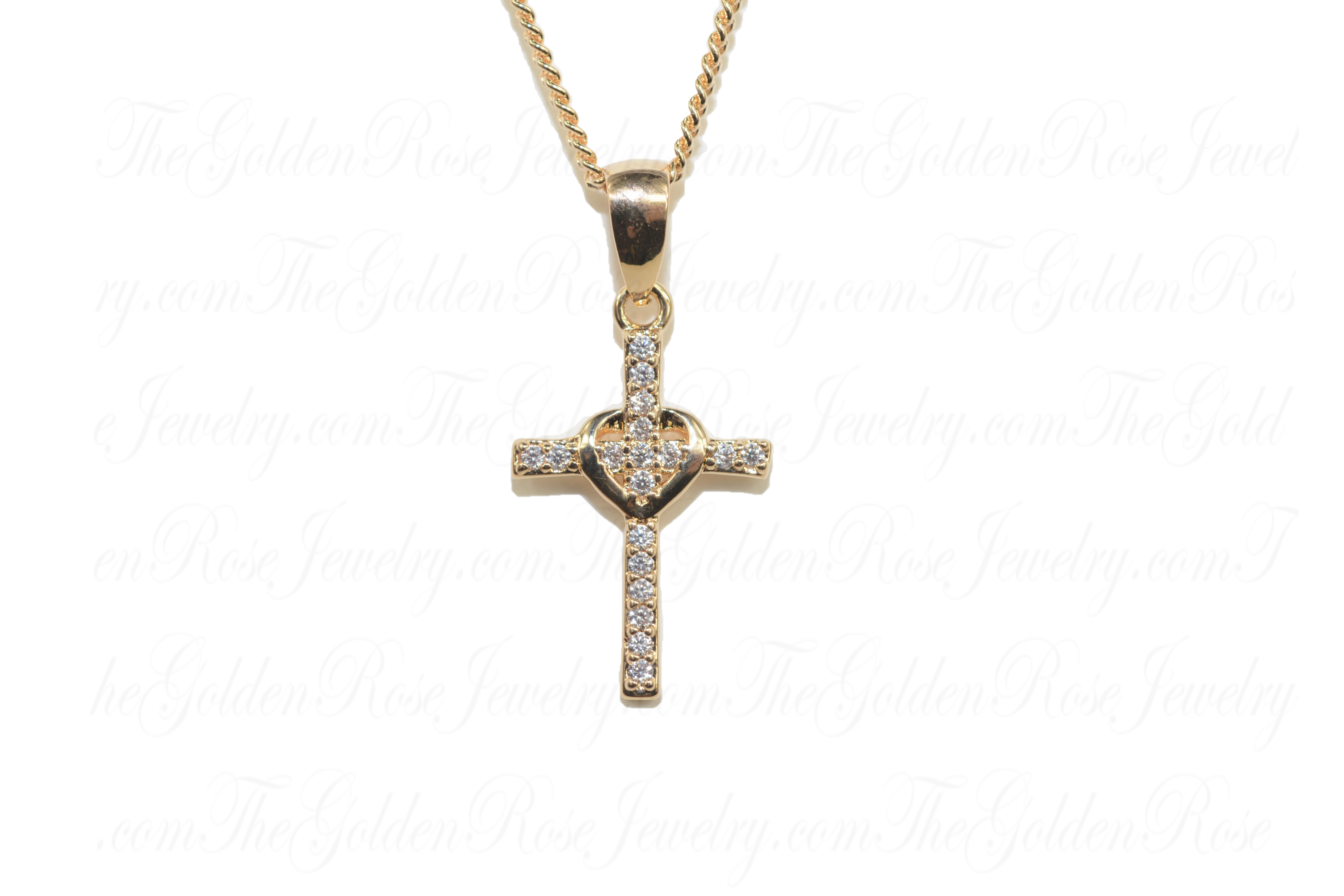 Collier Croix Cœur Zirconium