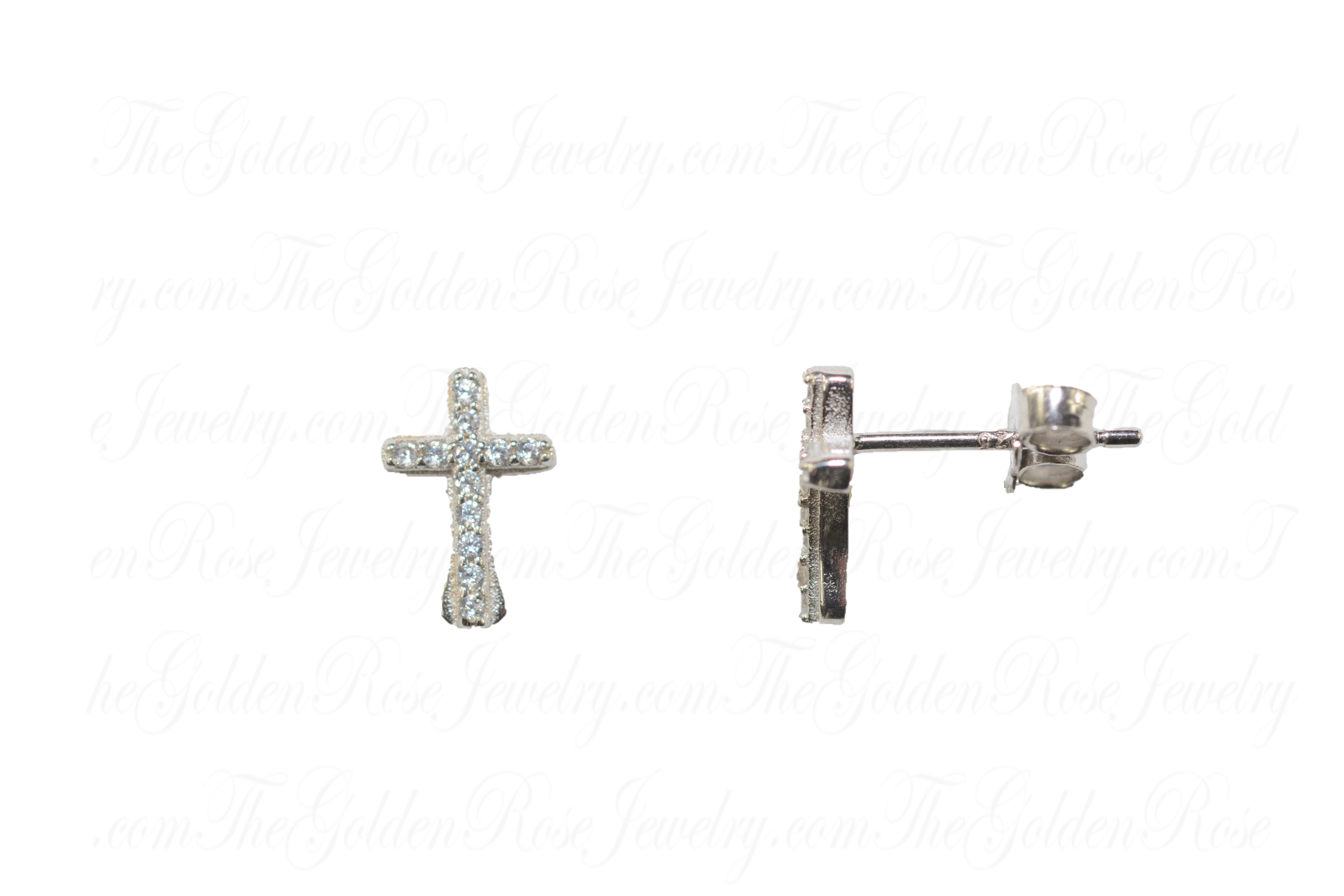 Boucles d'Oreilles Croix Argent et Zirconium 