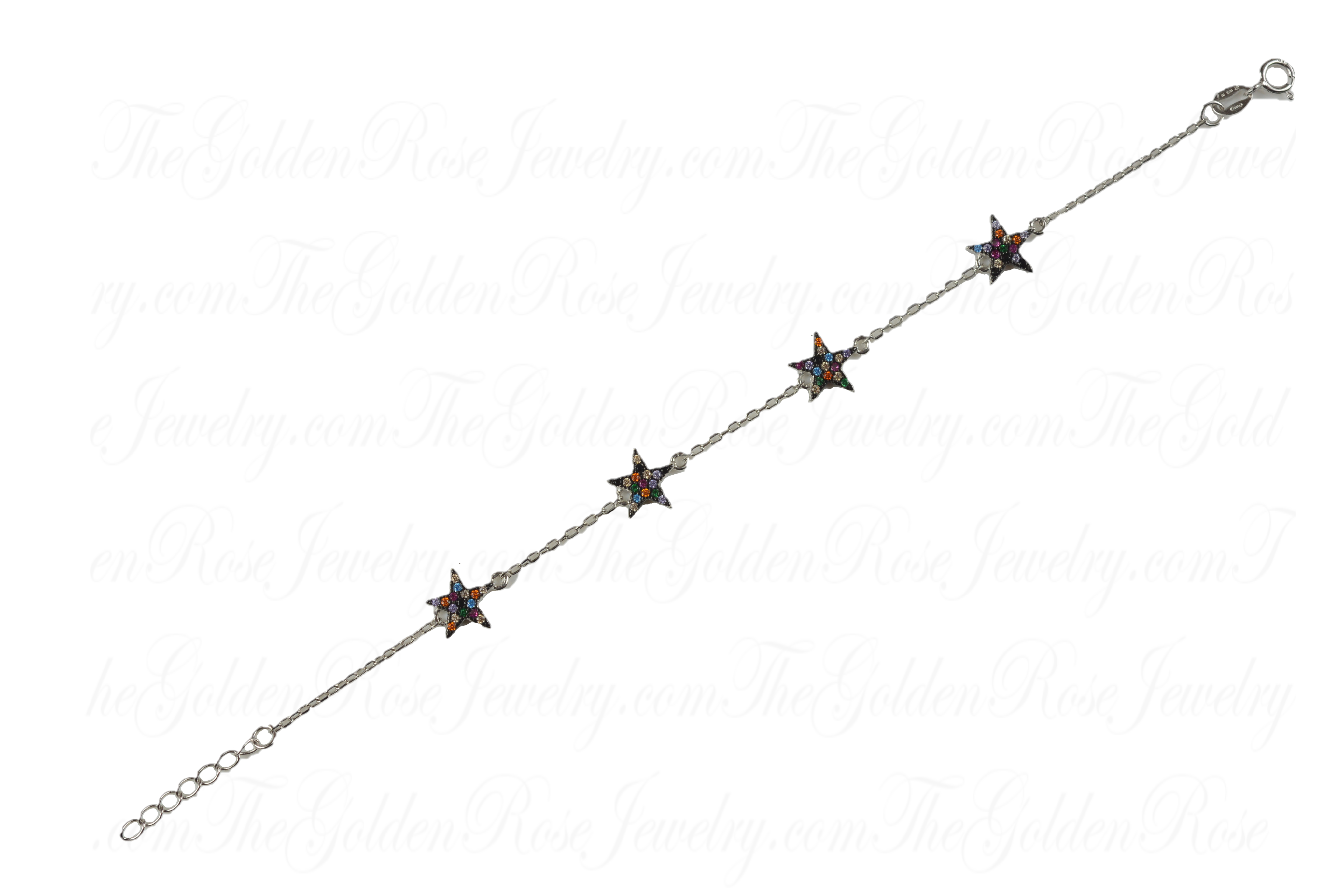 Bracelet Argent Étoiles Multicolores