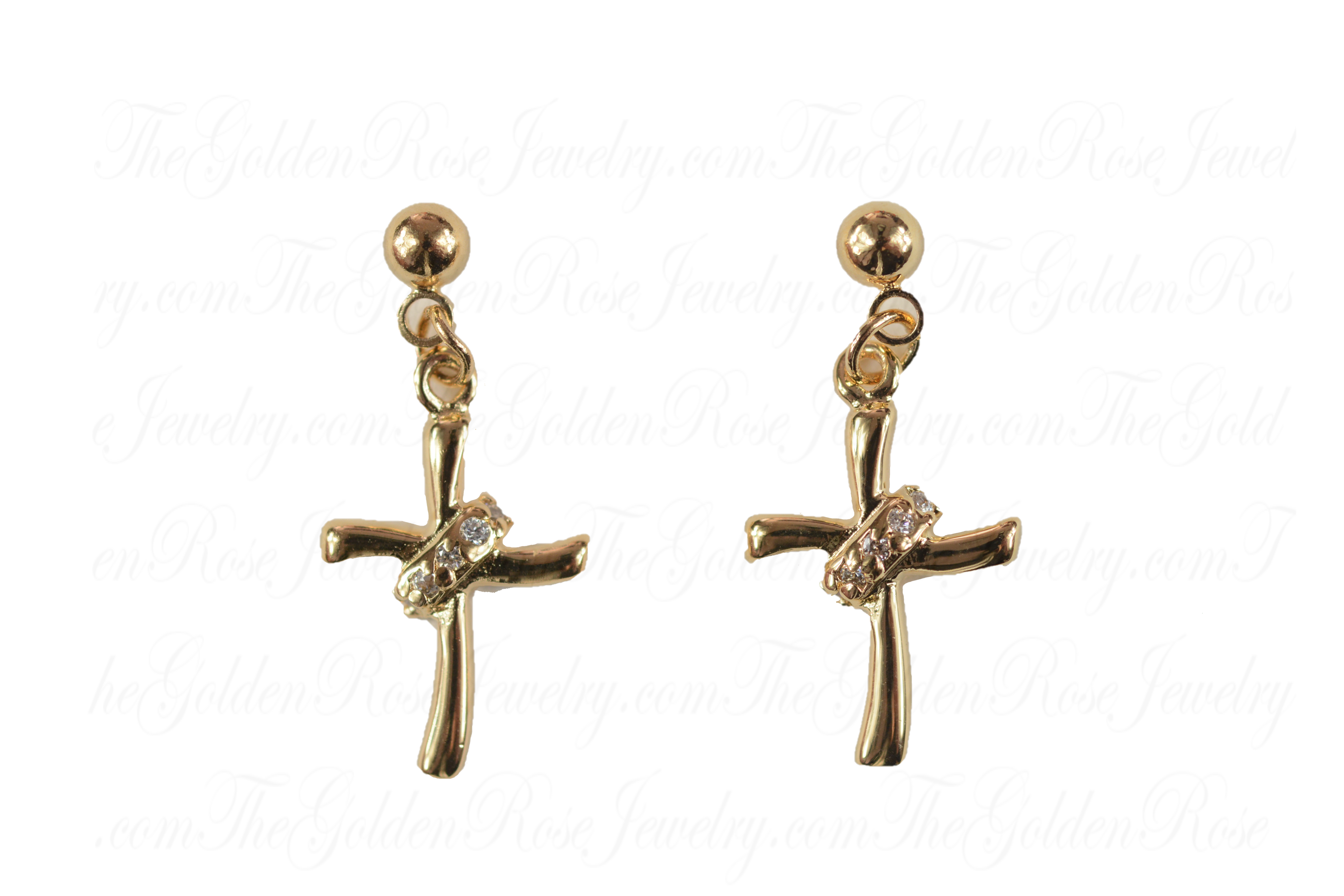 Boucles d'Oreilles Croix Écharpe Zirconium Pendantes