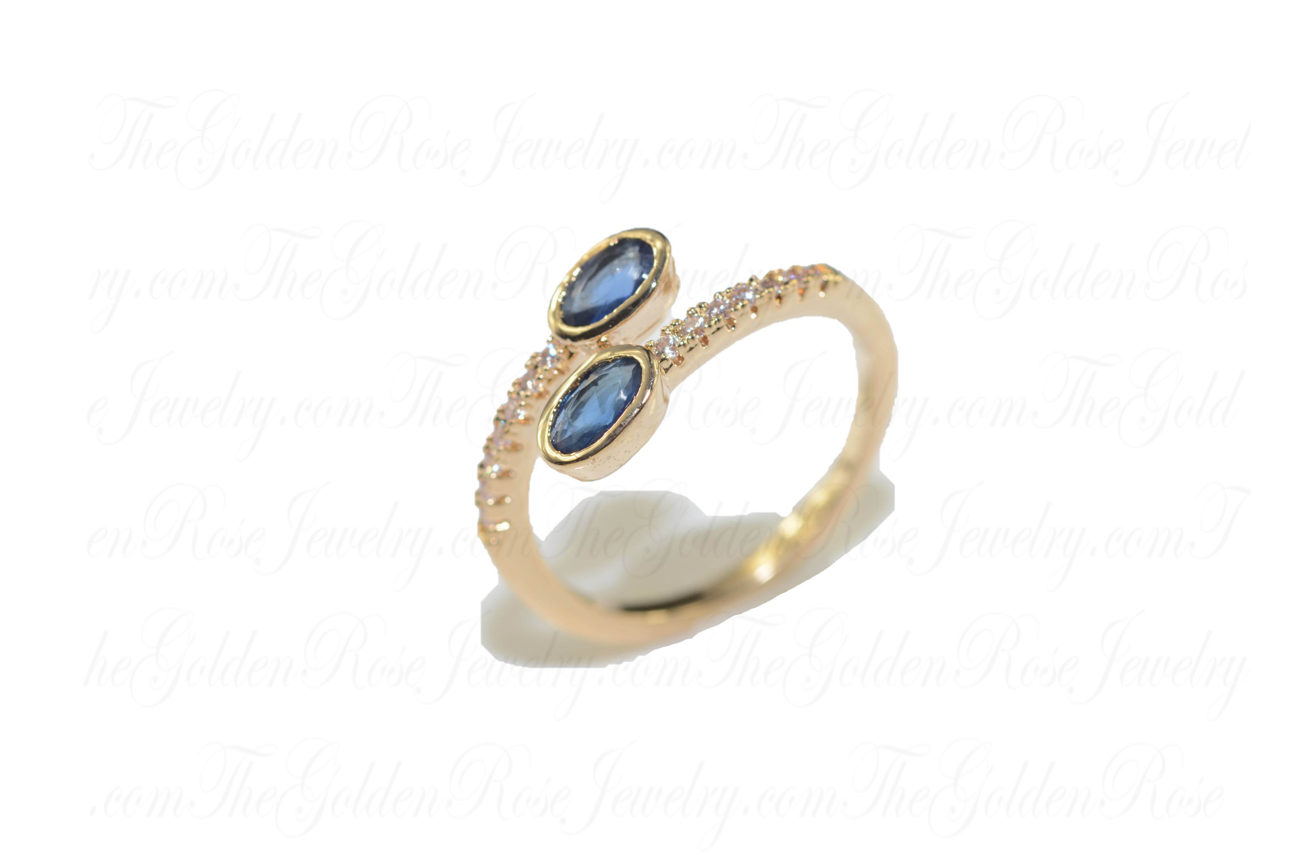 Bague Croisée Zirconium Bleu et Blanc