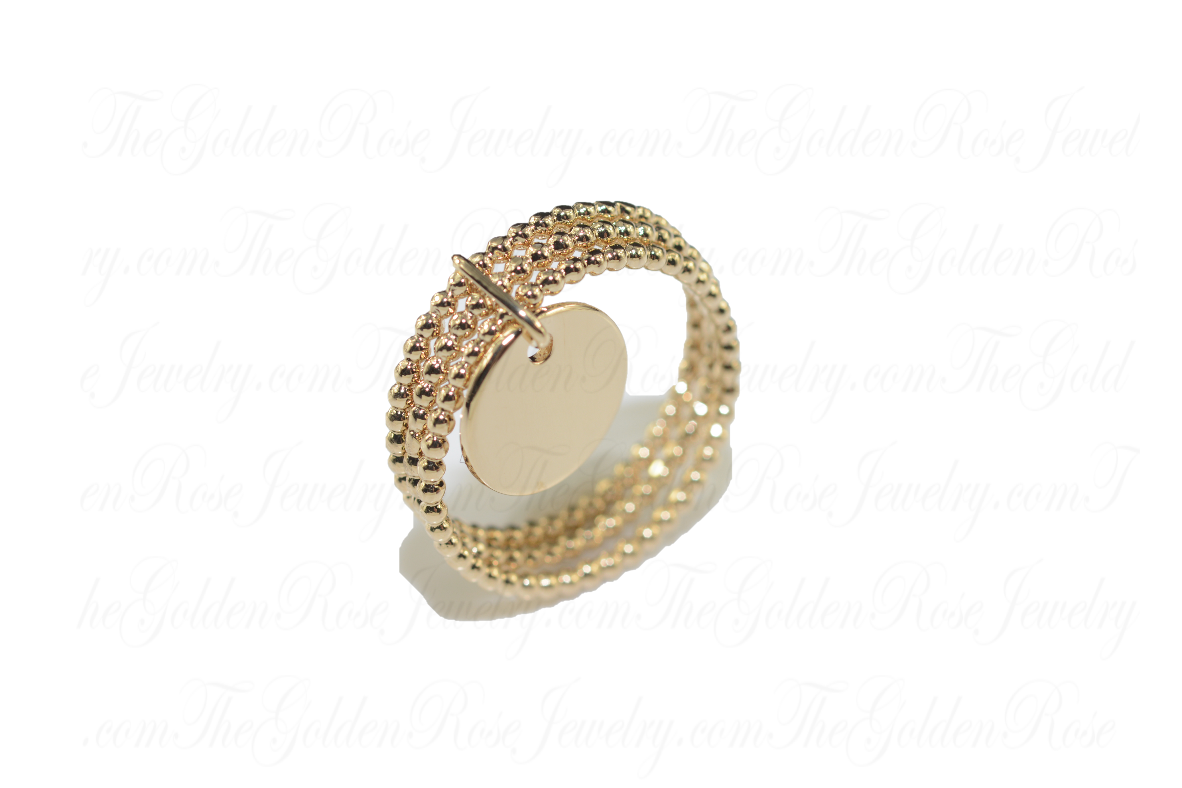 Bague Plaqué Or Triple Anneau et Médaillon
