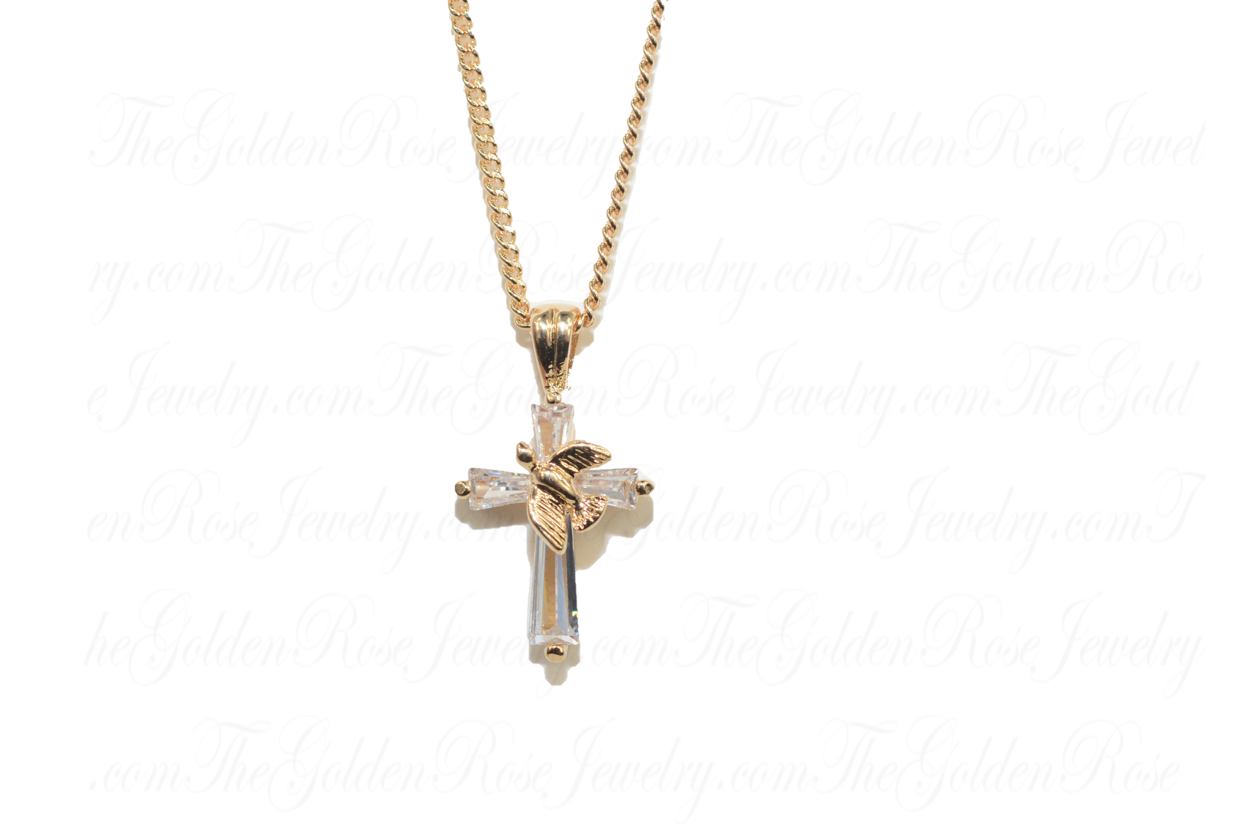 Collier Croix Colombe Zirconium