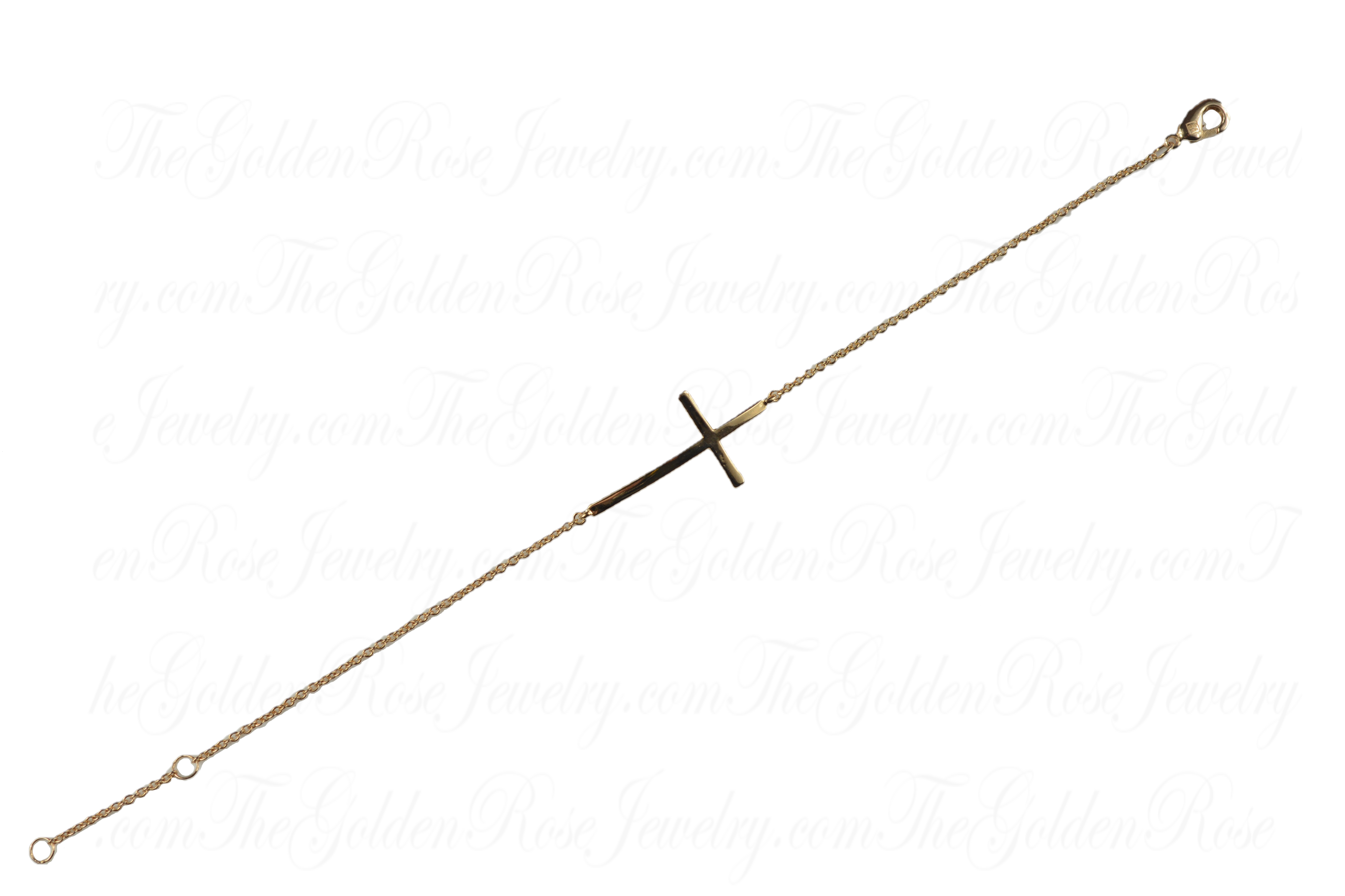 Bracelet Plaqué Or Croix Lisse Incurvée