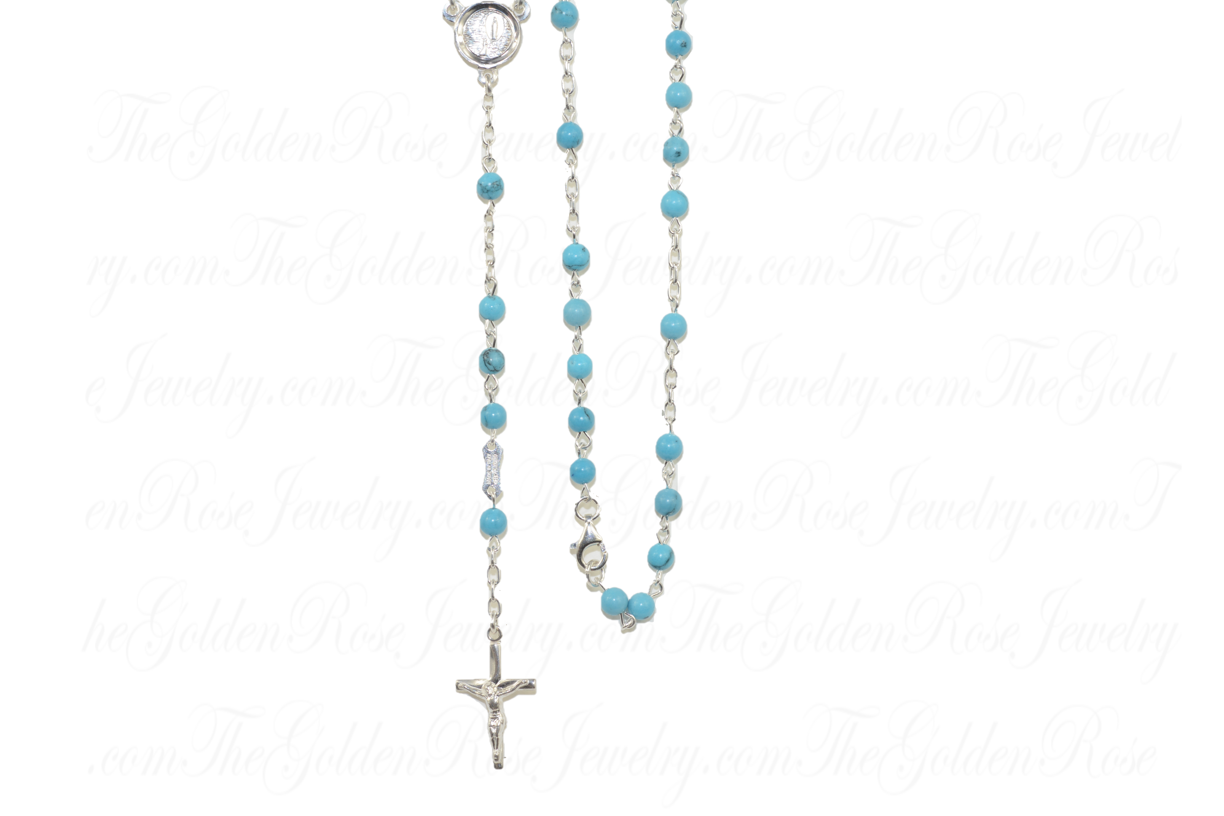 Chapelet Argent et Pierre Turquoise
